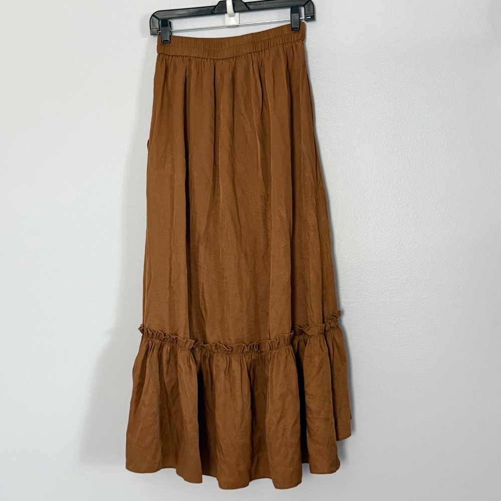 Scarlet Darkness Renaissance Ruffle Maxi Skirt Brown Pirate Boho - Small - Picture 2 of 4